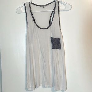 ✖️SOLD - White Tank Top With Striped Pocket